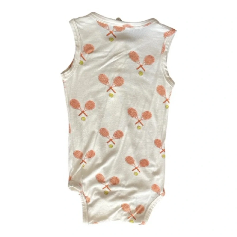 #221, kate quinn sleeveless bodysuit w/tennis pattern, size 12-18 mo